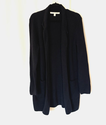 Nordstrom Collection Cardigan Large Womens Merino Wool Open Front Knit Long