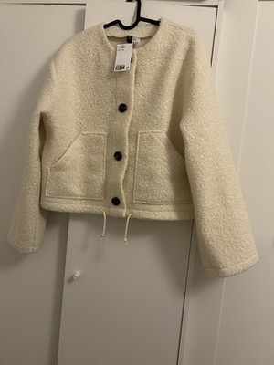 H&M Damen Bouclé Jacke Creme/Beige   Größe XS   Neu mit Etikett