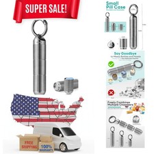 Titanium Keychain Pill Holder Small Metal Pill Case, Pill Organizer Portable ...