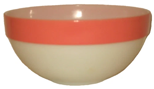 Excellent! VtG 50s FIRE KING Colonial Milk Glass #4 Pink Band 8.75" Mixing Bowl
