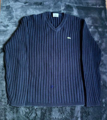 Lacoste Strickpullover Navy L Vintage V-Neck Sweater Herren Logo