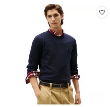 Navy Tommy Hilfiger Men's Essential Long Sleeve Cotton Crew Neck Sweater Size M