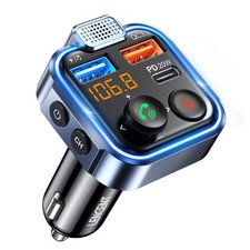 LENCENT FM Transmitter in-Car Adapter, Type-C PD 20W QC3.0 Fast USB Charger,...