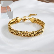 Women's Chain Bracelet Golden Silver Titanium Steel Metal Bracelet Unique design