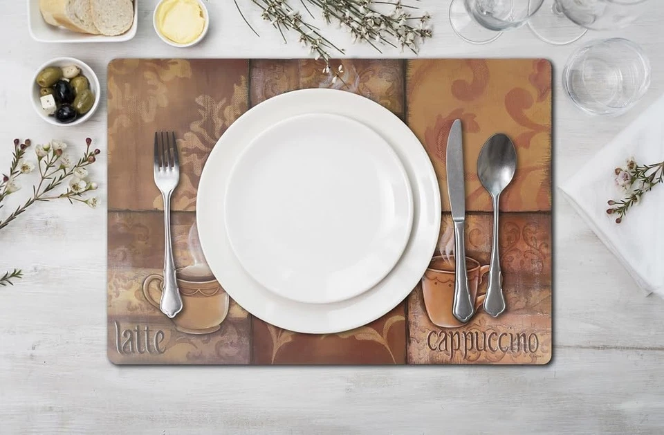 Vinyl Rectangular Placemats Set of 4 - Non Slip Place Mats Ideal for Indoor and - Image 2 of 4