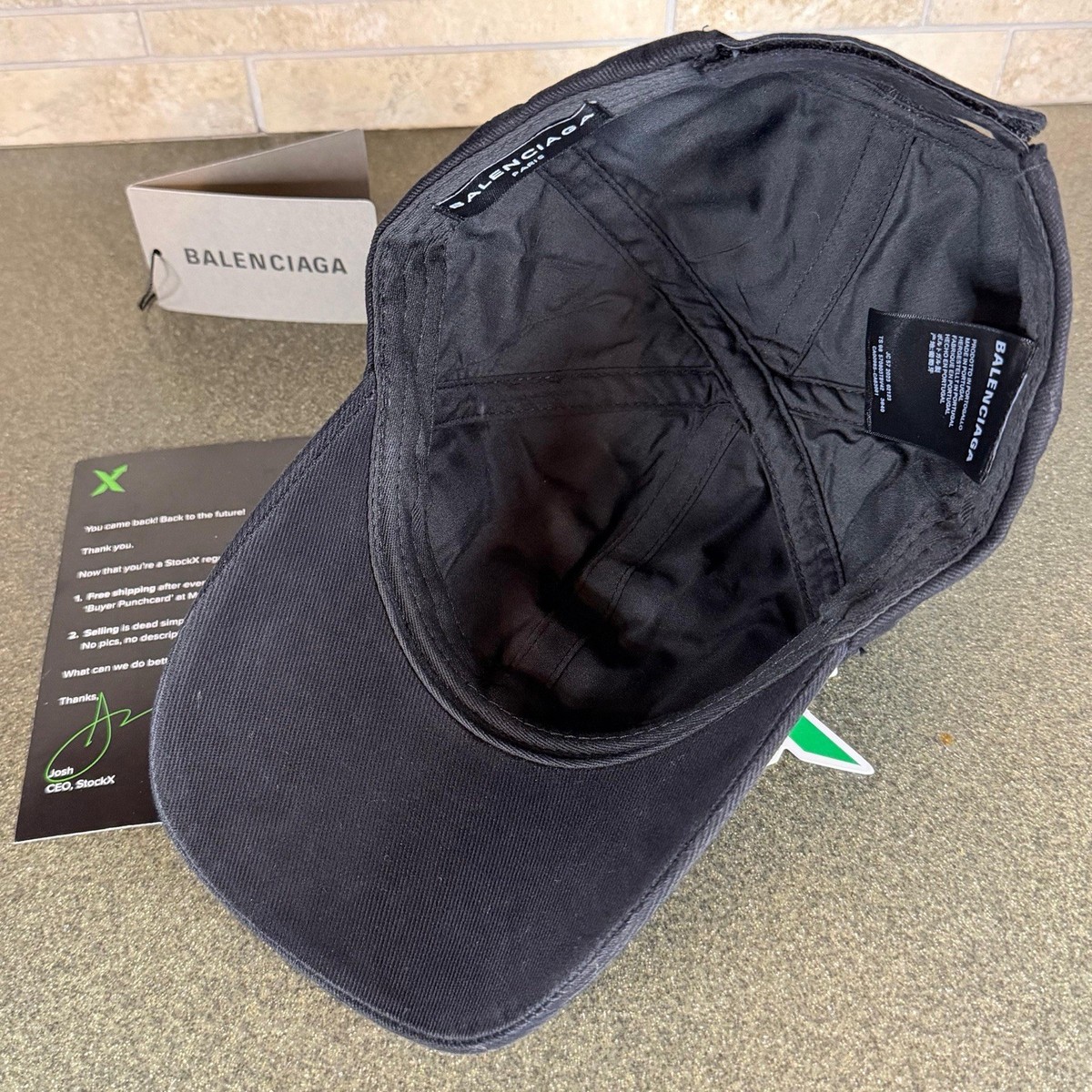 Balenciaga Paris Adjustable Strap Black BB Logo White Baseball Cap