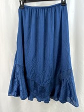 VTG Women's Half Slip w Mid-ruffle Netting Leaf/Floral Applique at Hem- Blue USA