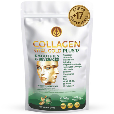 Mint & Lemon Collagen Powder 16 Oz | BioSynergy Wellness Formula +17 Ingredients