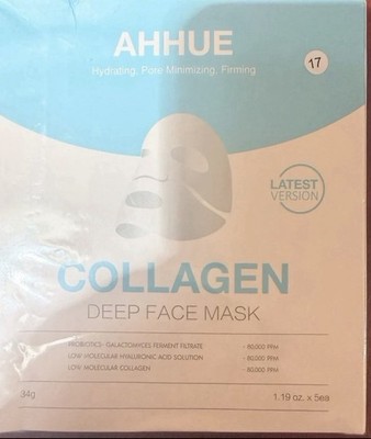 AHHUE Collagen Deep Face Mask Hydrating Firming Pore Minimizing 1.19oz x5