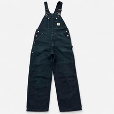 Vintage Faded Black Carhartt Bib Duck Workwear Overalls 34x28