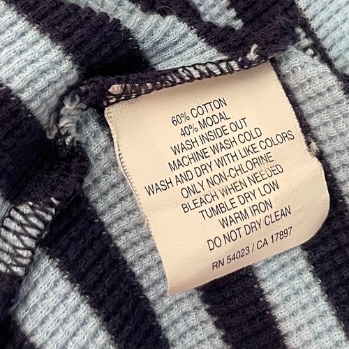 Old Navy Perfect Fit Y2K Blue Striped Hoodie Size L Henley Thermal Waffle Knit - Picture 8 of 12