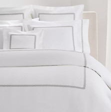 Ralph Lauren King Spencer Cable Embroidery Duvet Cover Stone Grey White Cotton