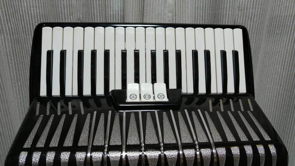 YAMAHA YA-48 Accordion 34 keys 48 basses Musical Instrument Black Working Used - Image 3 of 4
