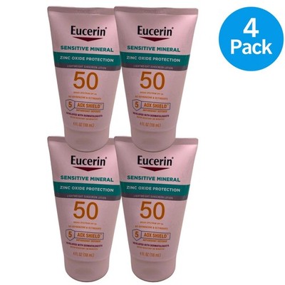 Eucerin Sensitive Mineral SPF 50 Sunscreen Lotion 4fl oz 4 Pack New Exp 01/27