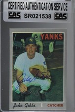 CAS Certified 1970 Topps Jake Gibbs #594 Sealed Auto 0n8