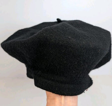 Vintage Beret Basque 100 Wool De Luxe Black RN 58584 French Style Hat