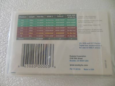 Cartouche De Bande De Données VXA V10 VXA-1 VXA-2 107m 40/80 Go - NEUVE Sous Scellé - Réf 111.00106