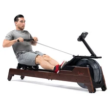 Sunny Health Fitness Elite Wooden Water Rowing Machine w/ Bluetooth  SF-RW522075