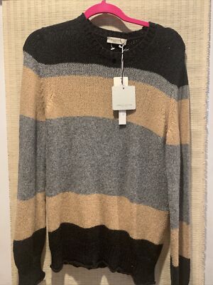 ROBERTO COLLINA Size M Tan & Grey Knitted Wool Blend Crew-Neck Sweater