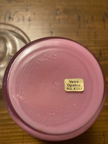 Vintage 1960s Empoli Pink Opaline Glass Dresser Jar w/lid Original Label - Picture 5 of 5