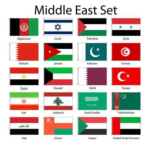 Set of 20 Middle East Country Flags Set of Middle Eastern Flags 2x3ft Flags - Picture 2 of 2