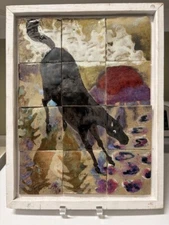 JACK & AJ FERRELL MIXED MEDIA GLAZED CERAMIC TILES FRAMED ART WORK SIGNED