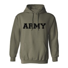 Athletic ARMY Hooded Sweatshirt in Military Green Adult Small - 5X-Large