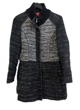 Catherine Malandrino Coat Size L Gray Tweed Knit Chic Career Full Zip