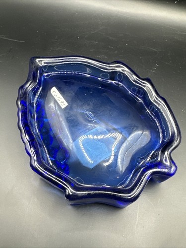 Imperial Glass Cobalt Blue Grape & Leaf Shaped Ashtray 51850 Bowl Dish Base - Picture 6 of 7