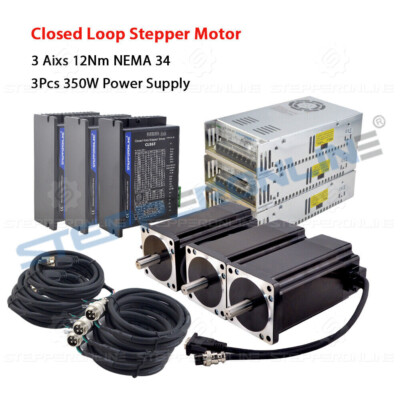 STEPPERONLINE 3 Axis 12Nm Nema34 Closed Loop Stepper Motor Driver CL86T V4.1 Kit
