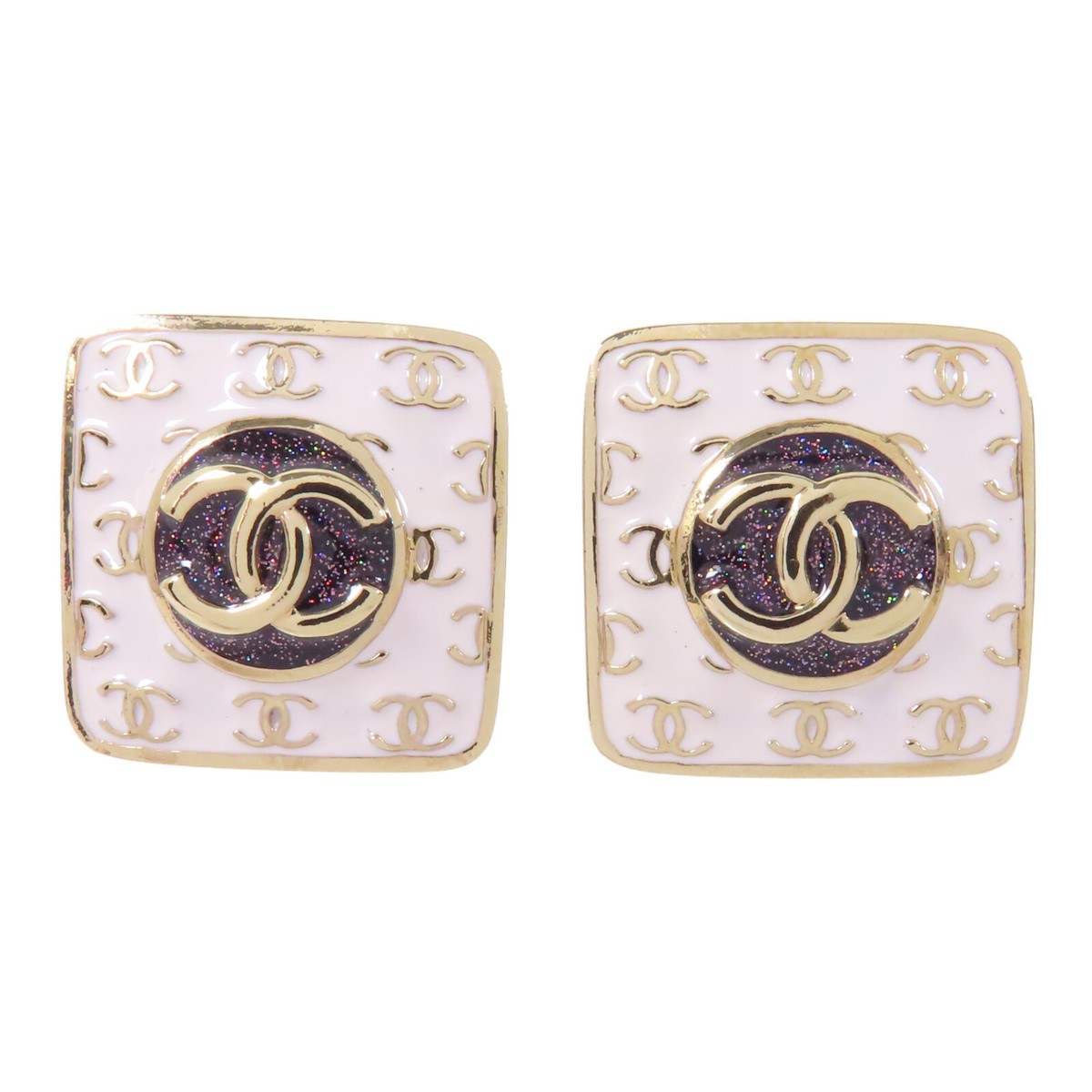 24K【CHANEL】ネジネジザインがお洒落★エレガント CC バングル CHANEL CC Earrings Accessories C24/C Metal Gold White | eBay