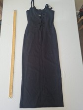 Ladies Bodycon Maxi Dress LM Size 10 Black Sleeveless Cutouts 29021