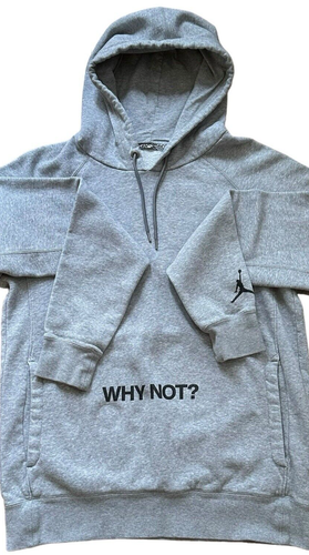 Jordan "Why Not?" Hoodie Mens Medium Ash Gray Stamped Aglet Ties EUC Michael - Picture 3 of 9