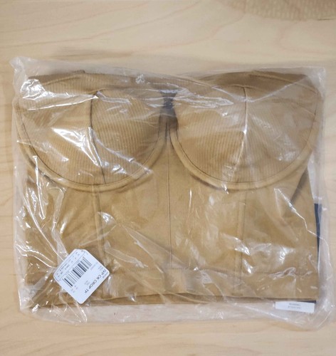 Adidas x Ivy Park Circular Knit Crop Top Bustier Corset Messa-Brown Size Medium - Picture 2 of 5