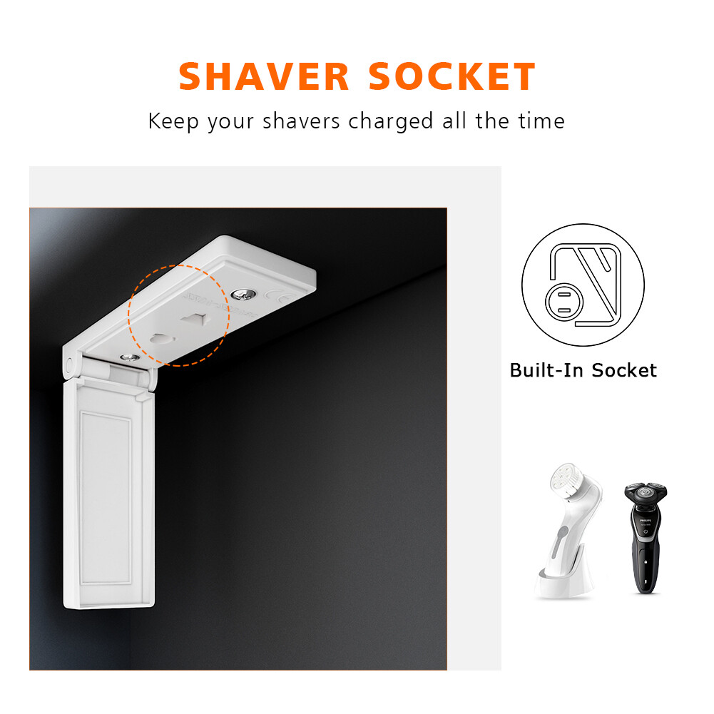 LED Bathroom Mirror with Shaver Socket Storage Wall Mounted