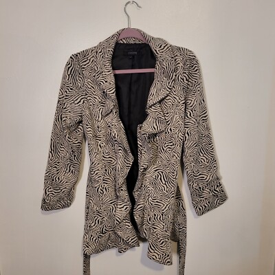 Sandro Studio Black And White Belter Ruffled Blazer Size Medium