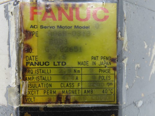 Fanuc A06B-0313-B003 AC Servo Motor 91V 3PH 2000 RPM Encoder A860-0304-T113 - Picture 2 of 10