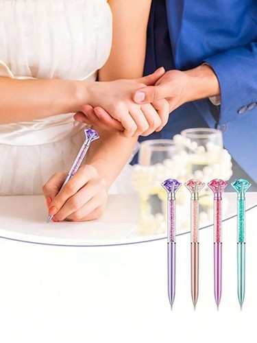 4 8 pcs Sparkling Crystal Rhinestone Ballpoint Pens Elegant Retractable Pens - Foto 8 di 15