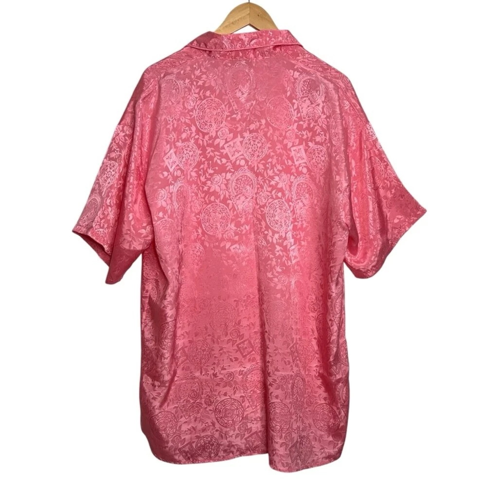 UNDERCOVER Abito camicia da notte Victoria Secret vintage etichetta oro rosa raso broccato bottoni