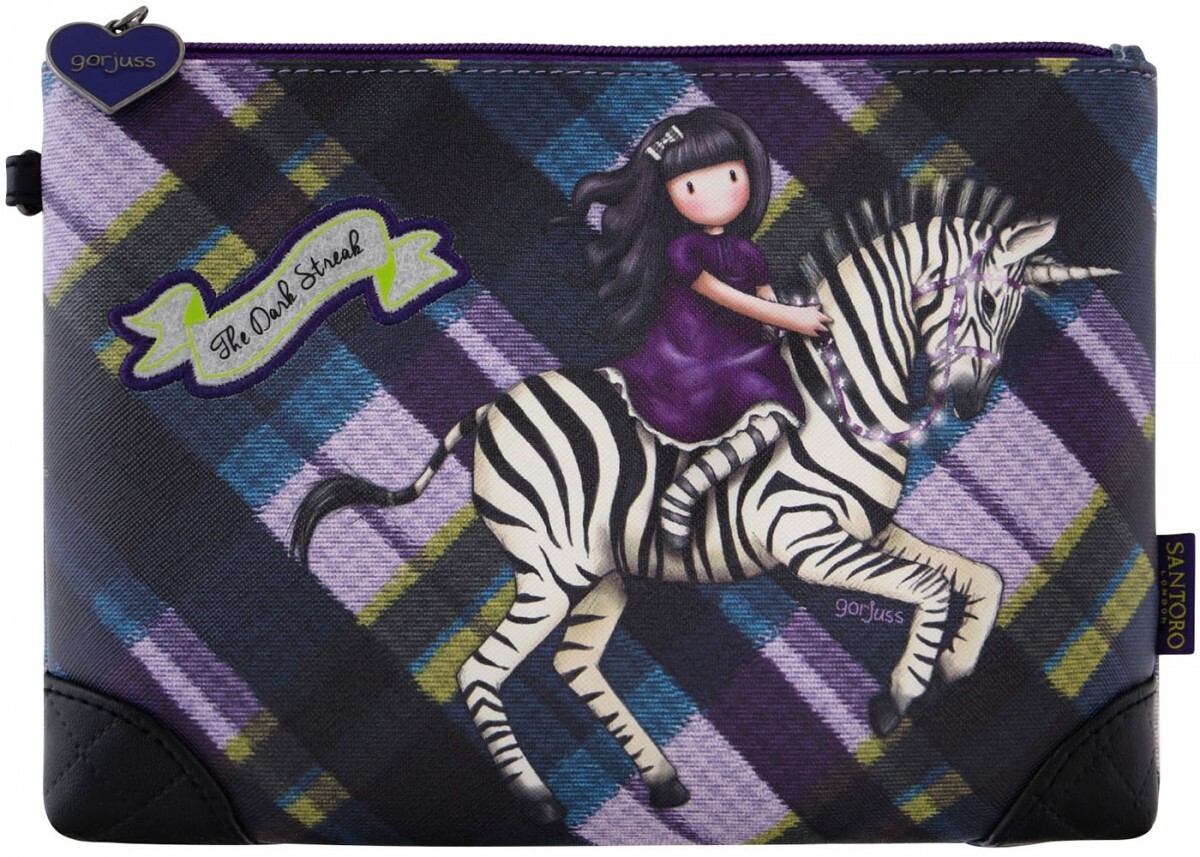 Santoro Tartan Gorjuss Womens Accessory Zipped Case The Dark Streak