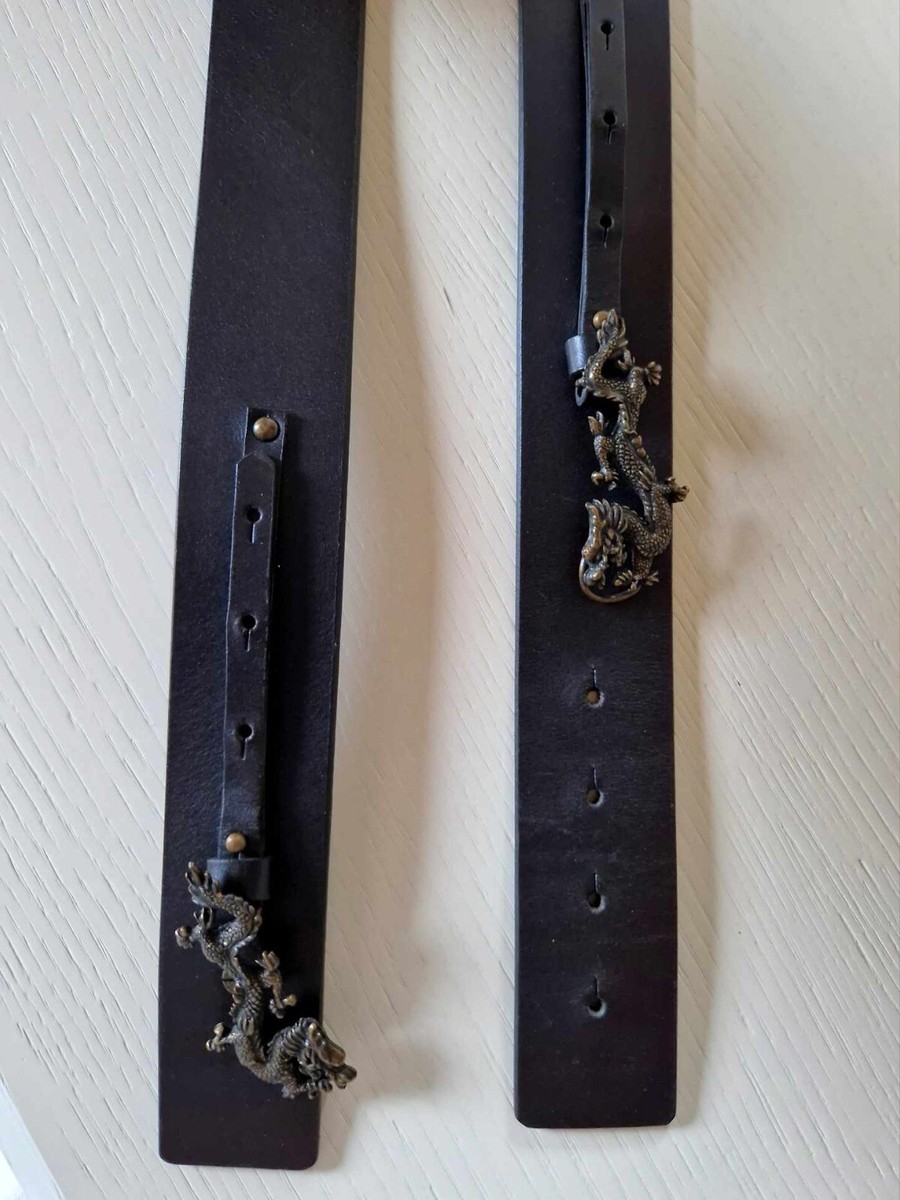 Vivienne Tam RARE Dragon Oriental Asia Buckle Black Leather