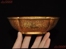 5"China bronze Feng Shui Lucky beast Tea cup Bowl Bowls Pen wash Ashtray statue