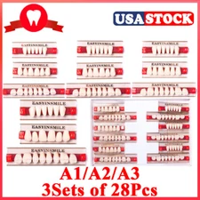 84 Pcs A1/A2/A3 Full Set Acrylic Resin Denture False Teeth Dental Tooth U/L DIY
