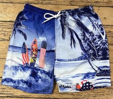 Trunks Surf Swim Co Men s Size M Blue Surf Tables Print Swim Trunks NWOT