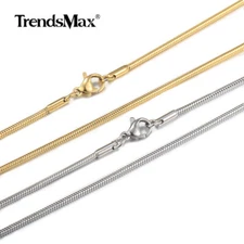 0.9mm-2.0mm Silver/Gold Plated Stainless Steel Herringbone Snake Chain Necklace