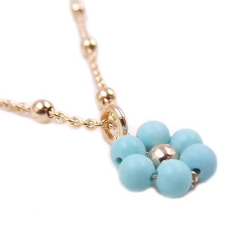 Collana FIORE da donna in argento 925 con perline turchese girocollo pietre dure - Foto 7 di 8