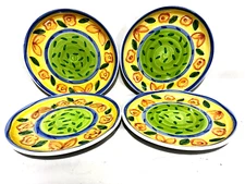 Caleca Sorrento Hand Painted Set Of 4 Dinner Plates 11" Italy