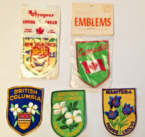 5 Vintage Canada Embroidered Travel Patches British Columbia Voyager Badges Lot - Imagen 1 de 9