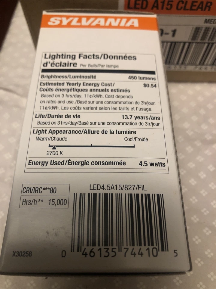 Sylvania Ultra LED A15 4.5W Filament Dimmable Clear 74410 *Box Of 6* - Image 4 of 4