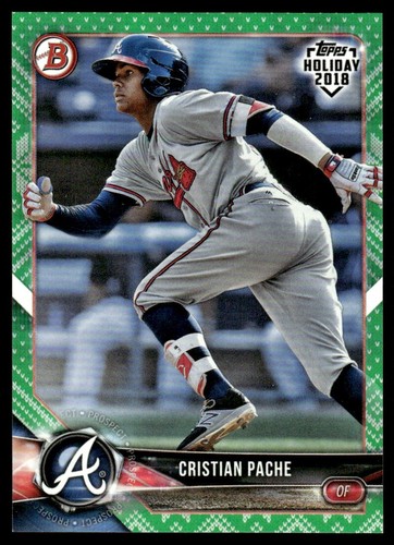 2018 Topps Bowman Holiday Green Festive Cristian Pache 62/99 Atlanta Braves - Picture 1 of 2